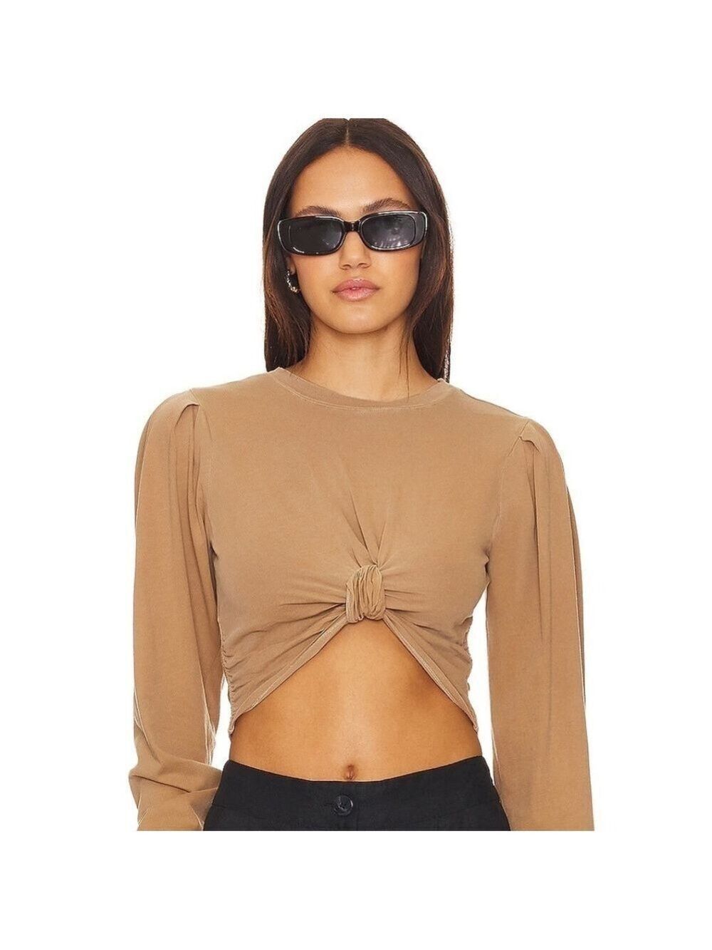 Revolve x Tularosa Zola Crop Top Tan Sand Long Sleeve XXS